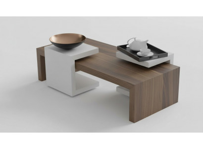 Couchtisch Set Walnuss Natur Wohnzimmermöbel Beistelltische Modern Neu