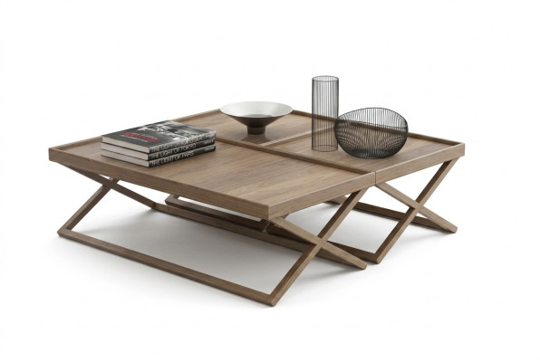 Klappbarer Luxus Brauner Couchtisch Holztisch Wohnzimmer Möbel Stil Tisch