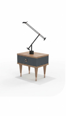 Natural Walnut- Matt Anthracite Nachttisch Mit Schubladen Konsolentische