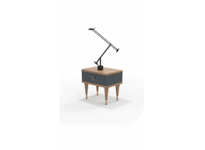 Natural Walnut- Matt Anthracite Nachttisch Mit Schubladen Konsolentische