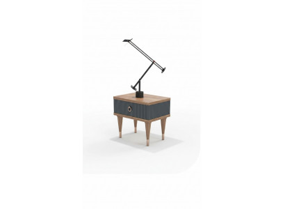 Natural Walnut- Matt Anthracite Nachttisch Mit Schubladen Konsolentische