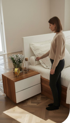 Brauner Schlafzimmer Nachttisch Moderne Echtholz Schlafzimmermöbel Neu