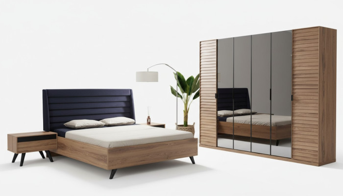 Schwarz Braunes Bettgestell Doppelbett Schlafzimmer Möbel Designer Bett