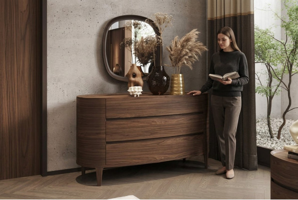 Braune Designer-Kommode im modernen Stil mit Stauraum Schlafzimmermöbel