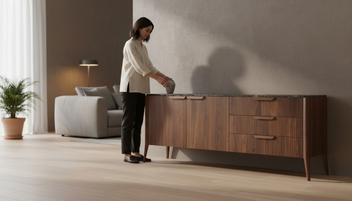 Großes Holz Sideboard Moderne Esszimmermöbel Echtholz Schubladen Neu