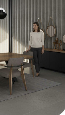 Esszimmer Anrichte Walnuss natur - Anthrazit matt Kommode Luxus Möbel