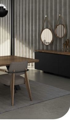 Esszimmer Anrichte Walnuss natur - Anthrazit matt Kommode Luxus Möbel