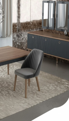 Grauer Moderner Luxus Stuhl Stühle Einsitzer Holzmöbel Küchenstühle
