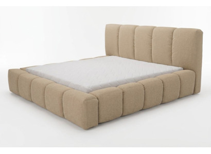 Bett Grau Doppelbett Schlafzimmer Holz Möbel Design Polster Stoff Neu