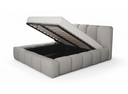 Bett grau Doppel Schlafzimmer Luxus Design elegant Polsterung Stoff neu