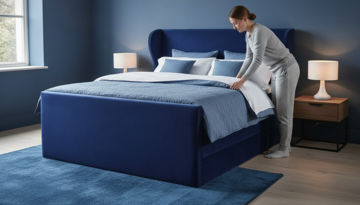 Bett Doppelbett Schlafzimmer Samt Polster Betten Design Möbel Polsterung