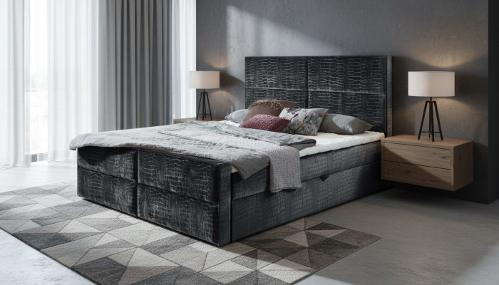 Schicke graue schlafzimmer holzmöbel design elegante polsterung stoff neu