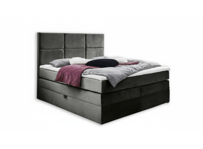 Graue schicke Doppelschlafzimmer Holzmöbel Design elegante Polsterung Stoff