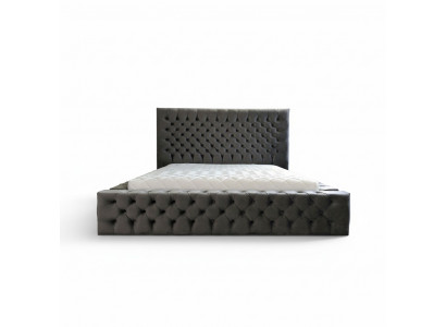 Chesterfield Grey Doppel Schlafzimmer Holzmöbel Design elegante Polsterung Stoff
