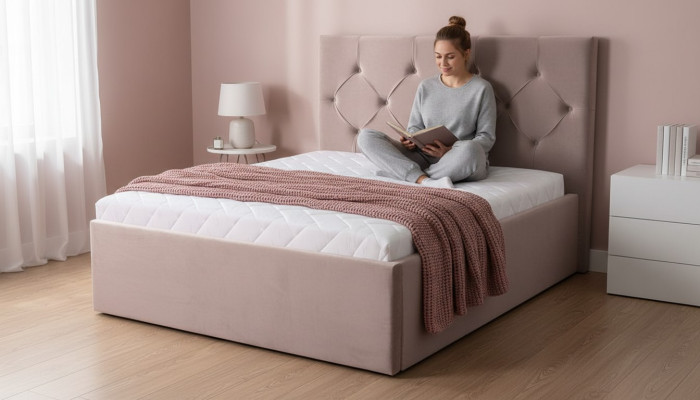 Luxus Schlafzimmer Bett Doppelbett Textilbett Stoffbetten Möbel Einrichtung