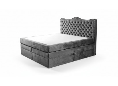 Bettrahmen grau chesterfield schlafzimmer design elegant stoff klassische möbel