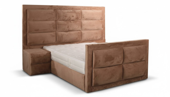 Klassisches Bett Holz braun Schlafzimmermöbel Design elegant Stoff neu-