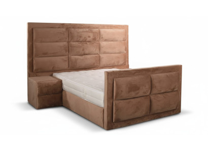 Klassisches Bett Holz braun Schlafzimmermöbel Design elegant Stoff neu-