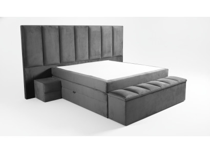 Graues Doppelbett+2x Nachttische klassisches Schlafzimmermöbel Design eleganter