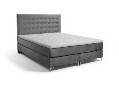 Graues Doppelbett Klassisches Schlafzimmermöbel Design Eleganter Stoff neu