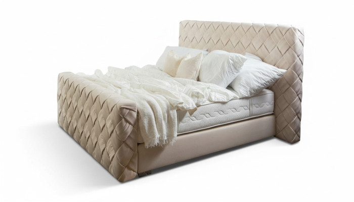 Beiges Doppelbett Moderne Schlafzimmer Möbel Luxus Stilvolles Gewebebett