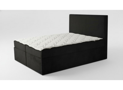 Schwarzes Doppelbett Klassisches Schlafzimmermöbel Design Eleganter Stoff neu