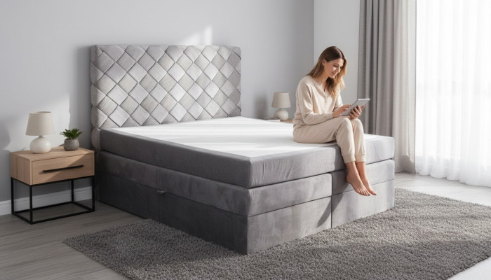 Boxspring Bett mit Bettkasten Matratze Betten Chesterfield Schlafzimmer