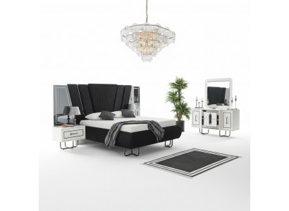 Schlafzimmer Bett 2x Nachttische + Kommode Set Komplettes Design Möbel 4tlg