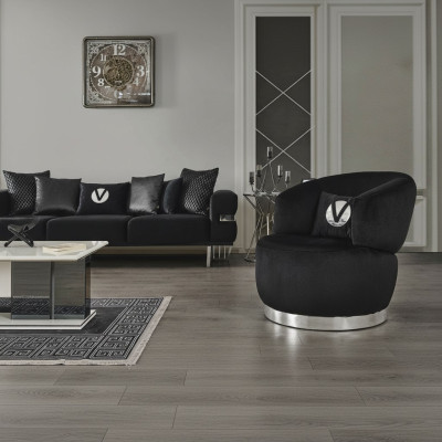 Schwarzer Sessel 1sitz textil wohnzimmer luxus neues design sessel sessel modern