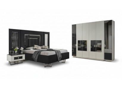 Schlafzimmer Set 2x Nachttische Kleiderschrank Komplett Zimmer Bett Möbel 4tlg