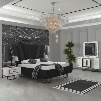 Schlafzimmer Bett mit 2 Nachttischen Doppelbett Möbel Polster Betten 3tlg Kasten