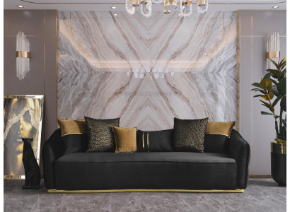 Goldene Stoff 3-Sitzer Textilsofa braun Couch Polstersofas Sofas Möbel