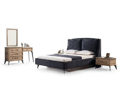 Schlafzimmer Set 4-teilig modernes Luxusbett 2 Nachttische Kommode inklusive