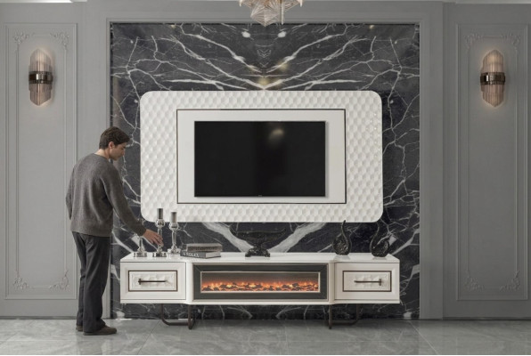 Kamin Sideboard Fernseher Ständer rtv Kommode 2tlg. Wohnwand tv board wand