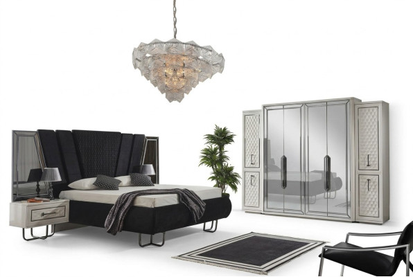Schlafzimmer Möbel Bett Nachttische Kleiderschrank Schrank Betten 4tlg