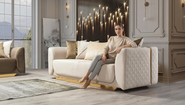 Design 3 Sitzer Relax Sofas Club Lounge Sofa Textil Polster Couch Stoff Couchen