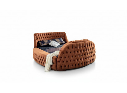 Chesterfield Bett Polster Design Luxus Betten Hotel Braun mit TV Fernseher