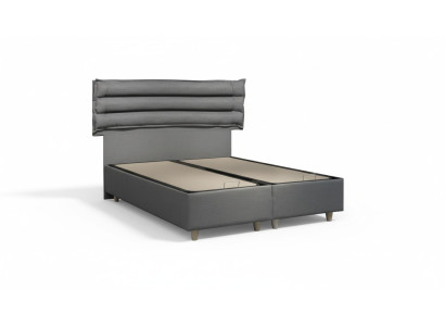 Luxus Bett mit Matratze Komplett Set Bettkasten Ohren Grau Samt 180x200