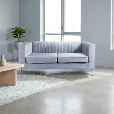 Sofa 2 Sitzer Grau Elegantes Modern Luxus Design Holz Möbel Polster Stoff Neu