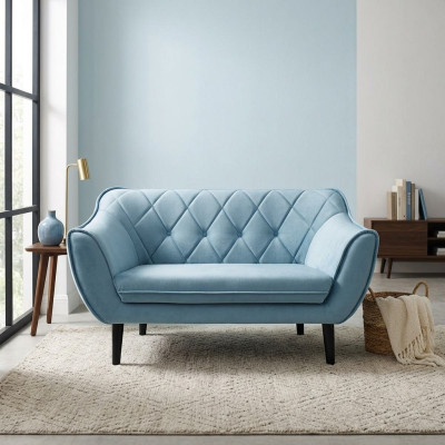 Komfortables, weiches 2-Sitzer-Sofa in luxuriöser Polsterung in zartblauer Farbe