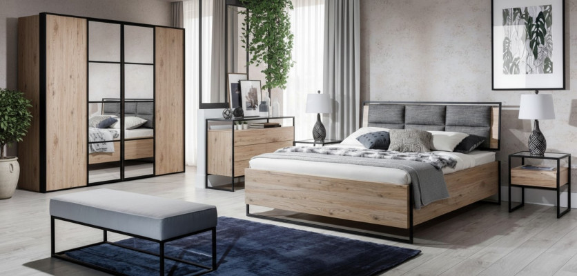 Bett Beige Loft Design Modern Doppel Betten Schlafzimmer Elegantes Möbel Neu