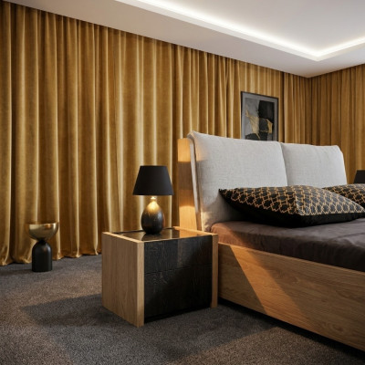 Nachttisch Beige Schlafzimmer Elegantes Design Luxus Holz Holz Nachttische