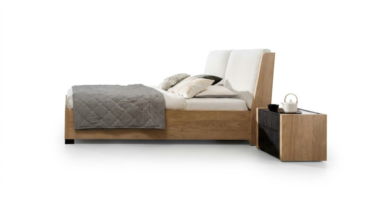Bett Beige Holz Design Modern Schlafzimmer Doppel Betten Elegantes Möbel Neu