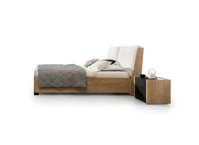 Bett Beige Holz Design Modern Schlafzimmer Doppel Betten Elegantes Möbel Neu