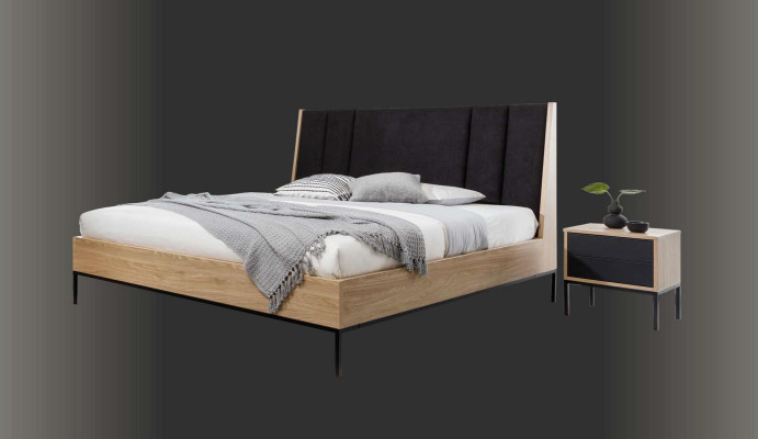 Schlafzimmer Set Beige Bett 2x Nachttische Schrank Schminktisch Luxus Neu 5tlg.