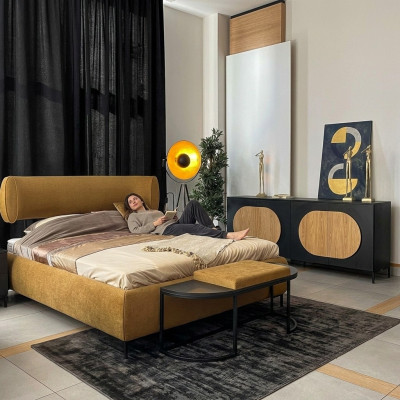 Bett Gelb Schön Design Modern Schlafzimmer Doppel Betten Elegantes Möbel