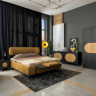 Bett Gelb Schön Design Modern Schlafzimmer Doppel Betten Elegantes Möbel