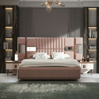 Luxus Bett Schlafzimmer Italienische Möbel Neuartiges Material Holz Braun