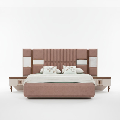 Luxus Bett Schlafzimmer Italienische Möbel Neuartiges Material Holz Braun