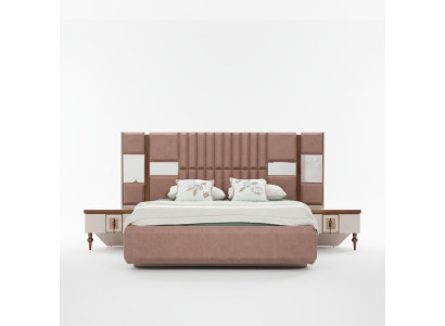 Luxus Bett Schlafzimmer Italienische Möbel Neuartiges Material Holz Braun